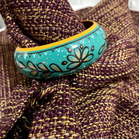 Chunky Teal Bangle - Picture 2 of 3